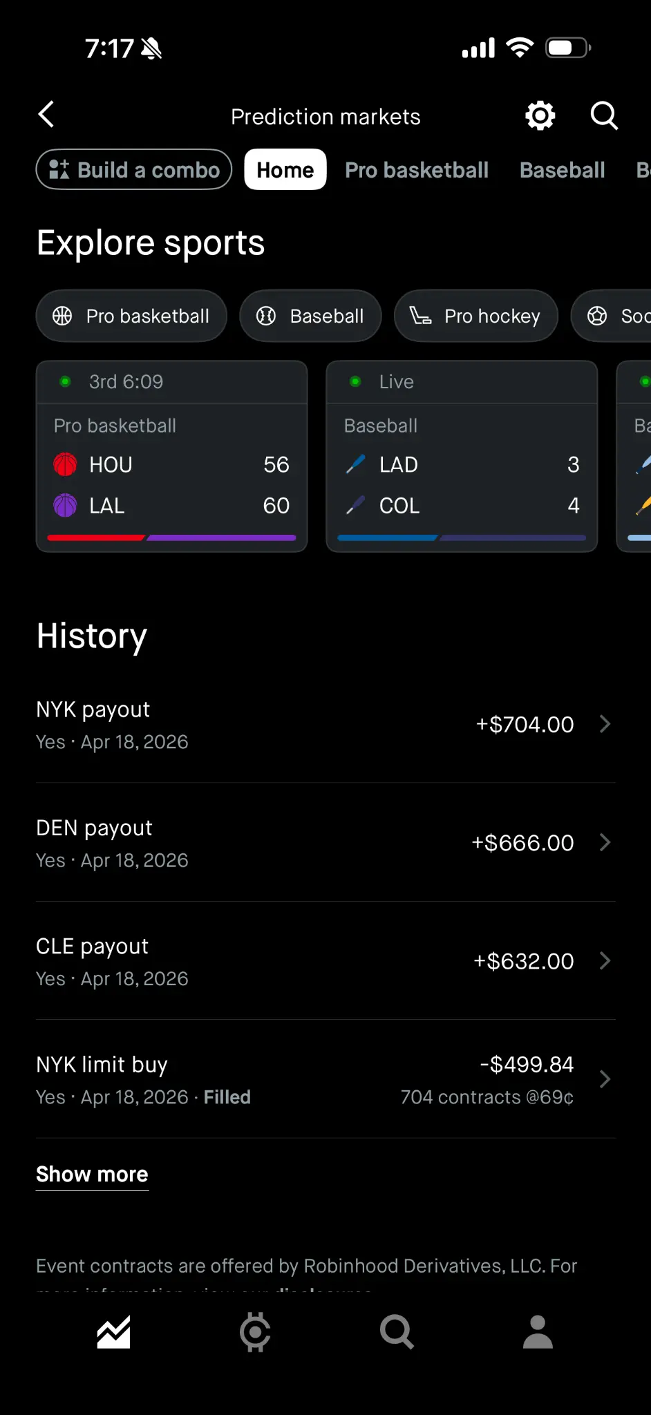 4 月 18 日下注记录截图